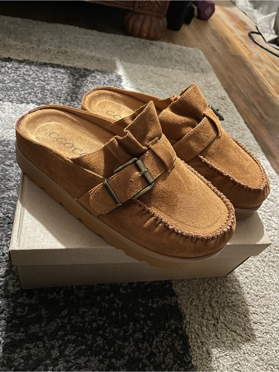 CCOCCI Shoes - CCOCCI Tan Effy Moccasin Mule with Decorative Buckle
